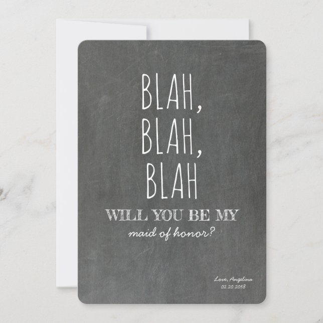 Invitación Blah Blah Funny Bridesmaid Propuesta (Anverso)