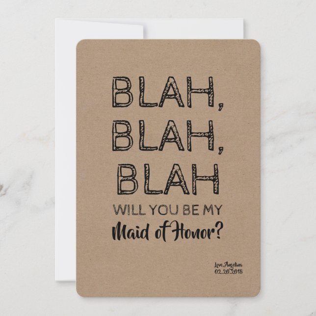 Invitación Blah Blah Funny Bridesmaid Propuesta (Anverso)