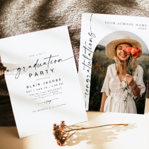 Invitación BLAIR Moderno Arco Mínimo Foto Graduación De Boho
