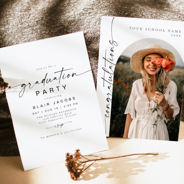 Invitación BLAIR Moderno Arco Mínimo Foto Graduación De Boho (Subido por el creador)