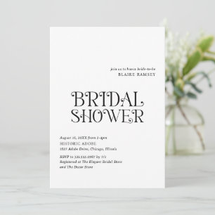 Invitación Blaire Black White Modern Bridal Shower