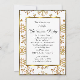 Invitación blanca a color dorado fiesta navidades