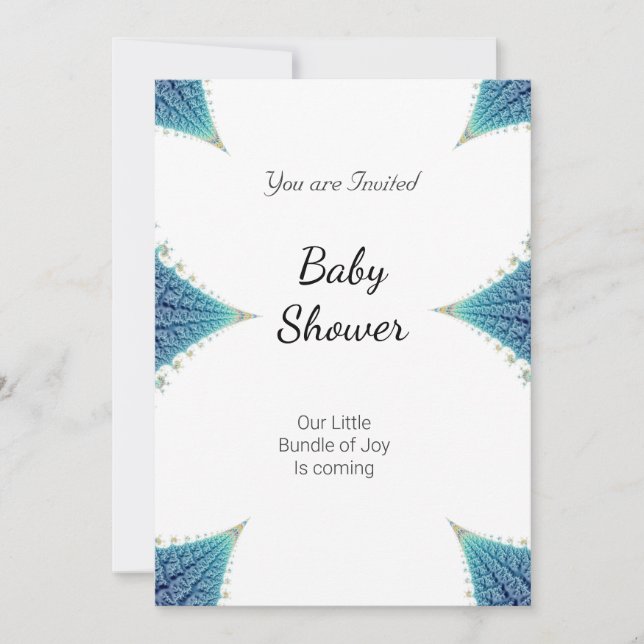 Invitación blanca azul del Fiesta Baby Shower Boy (Anverso)