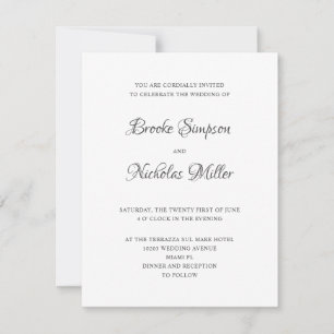 Invitación Blanca Boda Mínimo DIGITAL Sencillo Elegante