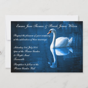 Invitación blanca de la boda del cisne