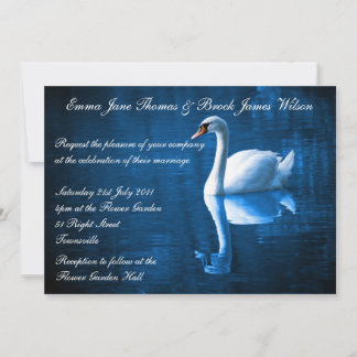 Invitación blanca de la boda del cisne