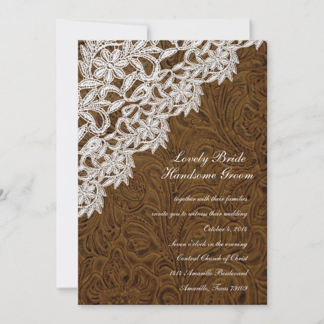 Invitación blanca de la boda del cordón de la (Anverso)