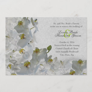 Invitación blanca de la boda del damasco del