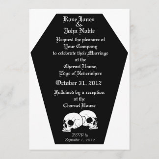 Invitación (blanca) de la boda del ébano del ataúd