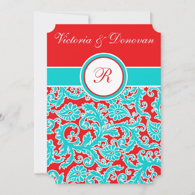 Invitación blanca de la boda del monograma del (Anverso)