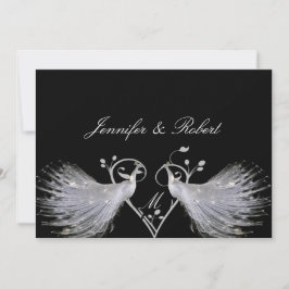 Invitación blanca de la boda del monograma del