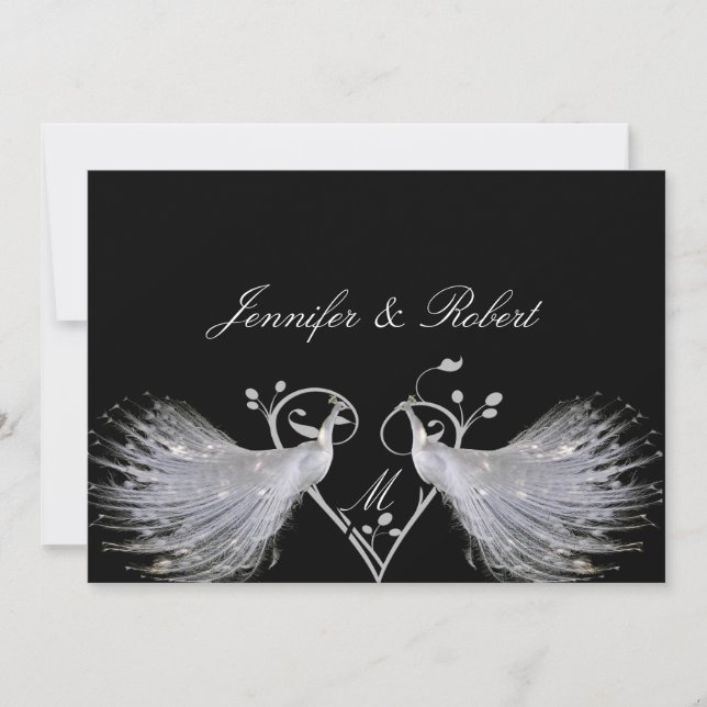 Invitación blanca de la boda del monograma del (Anverso)
