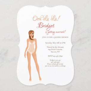 Invitación blanca de la ducha de novia Lingerie