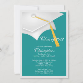 Invitación blanca de la fiesta de graduación del