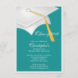 Invitación blanca de la fiesta de graduación del
