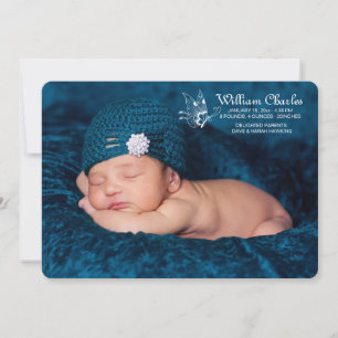 Invitación blanca del nacimiento de la foto de la