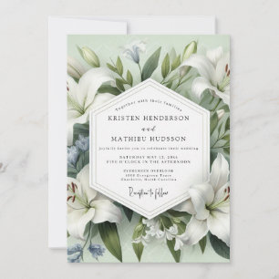 Invitación Blanca Elegancia Botánica Lily Wedding