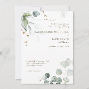 Invitación Blanca Elegancia Novia Padres Boda
