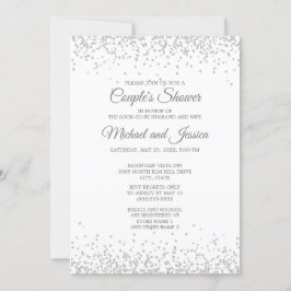 Invitación Blanca Elegante Boda de Pareja con Brillo de Plata