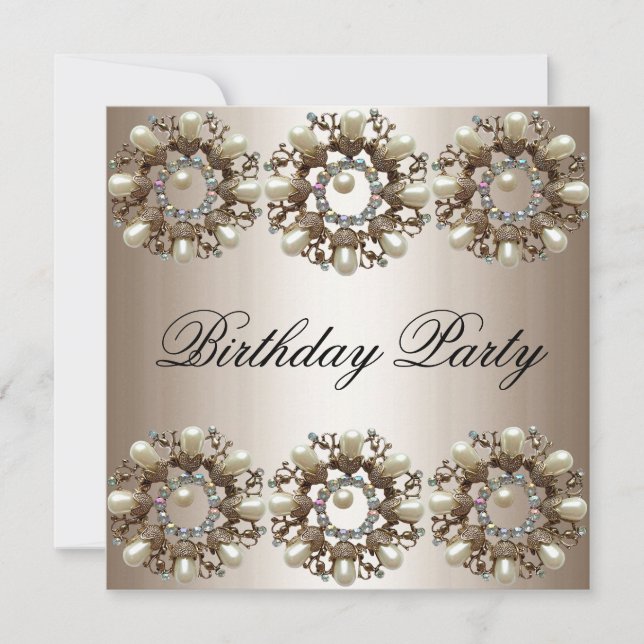 Invitación blanca elegante del cumpleaños de la (Anverso)