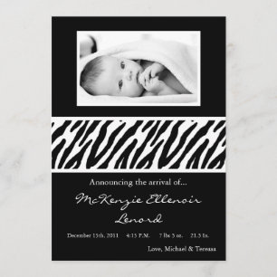 invitación blanca negra del nacimiento de la FOTO