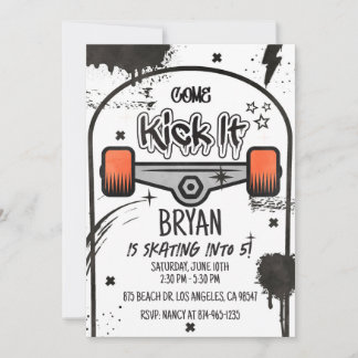 Invitación blanca para skateboard