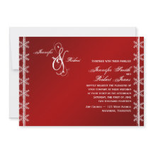 Invitación blanca roja de la boda del invierno del