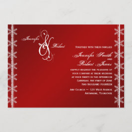 Invitación blanca roja de la boda del invierno del