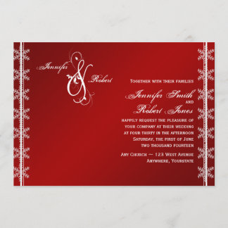 Invitación blanca roja de la boda del invierno del
