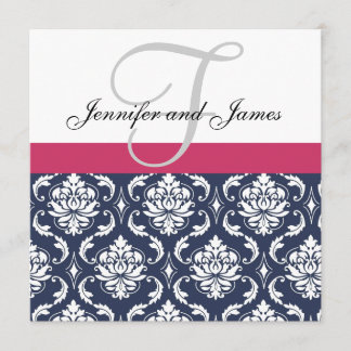 Invitación blanca rosada azul de la boda del