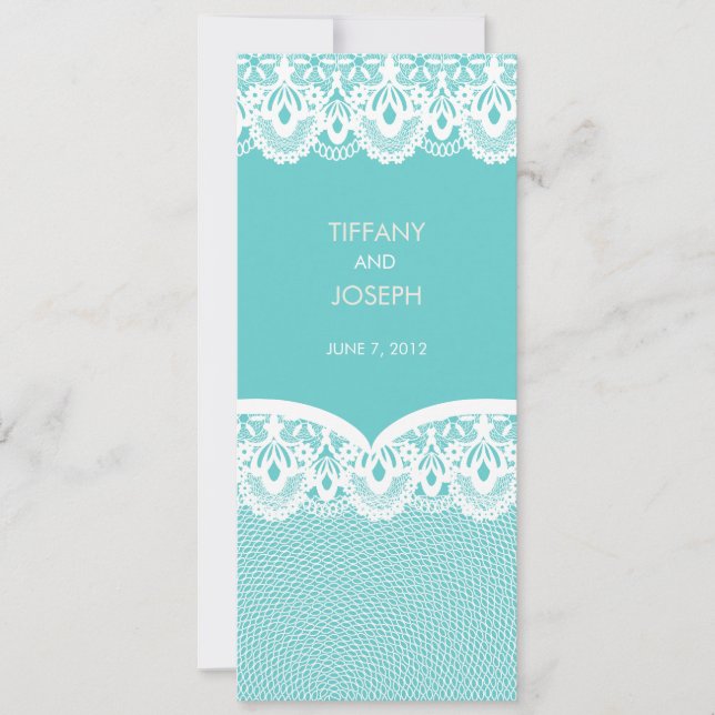 Invitación blanca verde azulada de la boda del (Anverso)