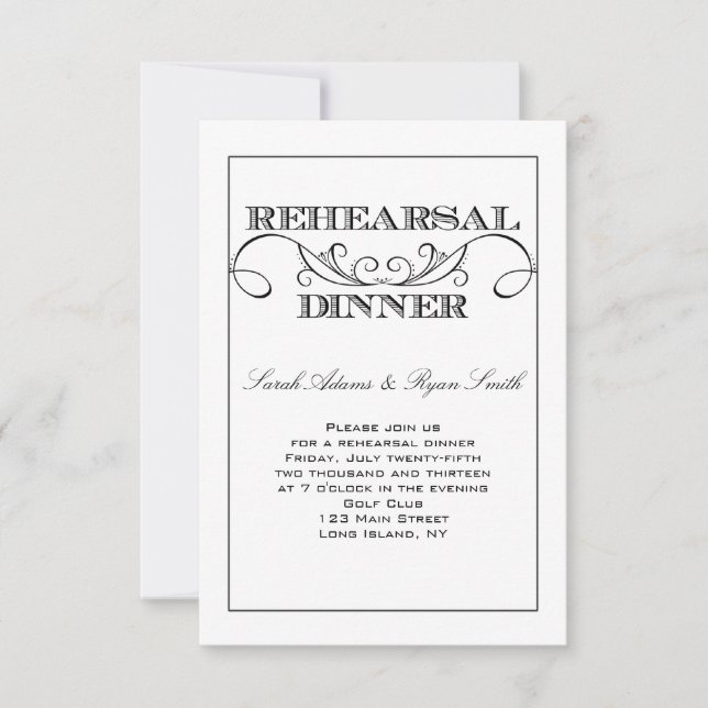 Invitación blanca y negra del remolino del ensayo (Anverso)