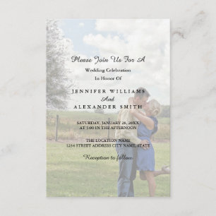 Invitación blanca y negra elegante de la boda de
