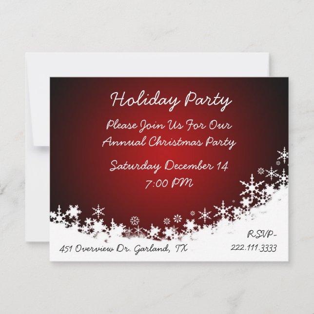 Invitación blanca y roja elegante de la fiesta de (Anverso)