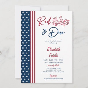 Invitación Blancas rojas y estrellas pendientes 4 de julio Ba