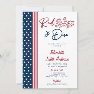 Invitación Blancas rojas y estrellas pendientes 4 de julio Ba