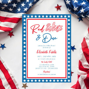 Invitación Blancas rojas y estrellas pendientes 4 de julio Ba