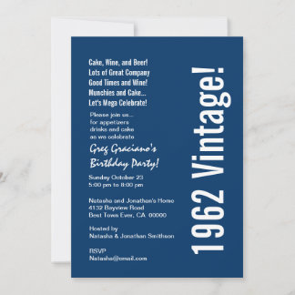 Invitación Blanco Azul Nacido 1962