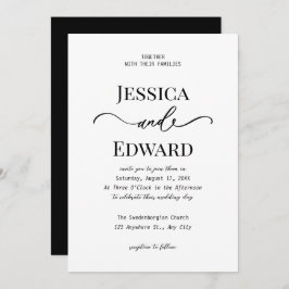 Invitación Blanco blanco negro simple moderado minimalista el