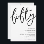Invitación Blanco Blanco Simple y Moderno 50 cumpleaños<br><div class="desc">Simple y moderna invitación para fiestas de 50 años con diseño minimalista con elegante tipografía escrita a mano.</div>