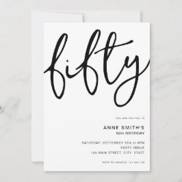 Invitación Blanco Blanco Simple y Moderno 50 cumpleaños