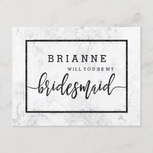 Invitación Blanco Chic y mármol gris ¿Serás mi dama de honor