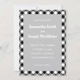 Invitación Blanco claro y gris negro de búfalo revestido Guar