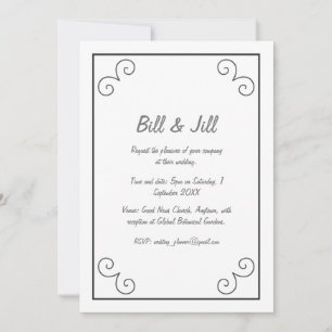 Invitación Blanco clásico con Boda de borde de desplazamiento
