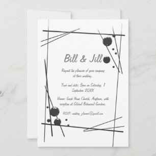Invitación Blanco Con Negrita Negra Abstracto Accents Boda