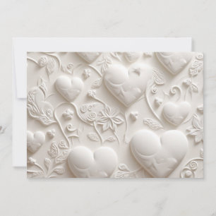 Invitación Blanco Corazón en blanco (aspecto Grabado en relie