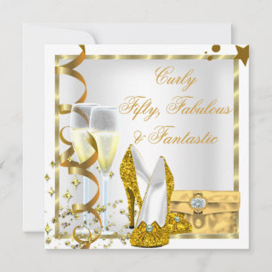 Invitación BLANCO Curly Fabulous Fantastic
