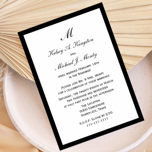 Invitación Blanco de la recepción postboda económica asequibl