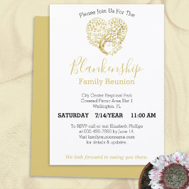 Invitación Blanco de la Reunión de la Familia de Árboles del 