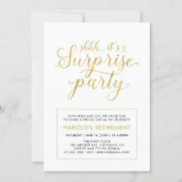 Invitación Blanco & Dorado | Fiesta de Jubilación Sorpresa Mo